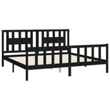 Cadre de lit sans matelas noir bois massif de pin 200x200 cm