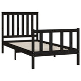 Cadre de lit sans matelas noir 90x200 cm bois de pin massif