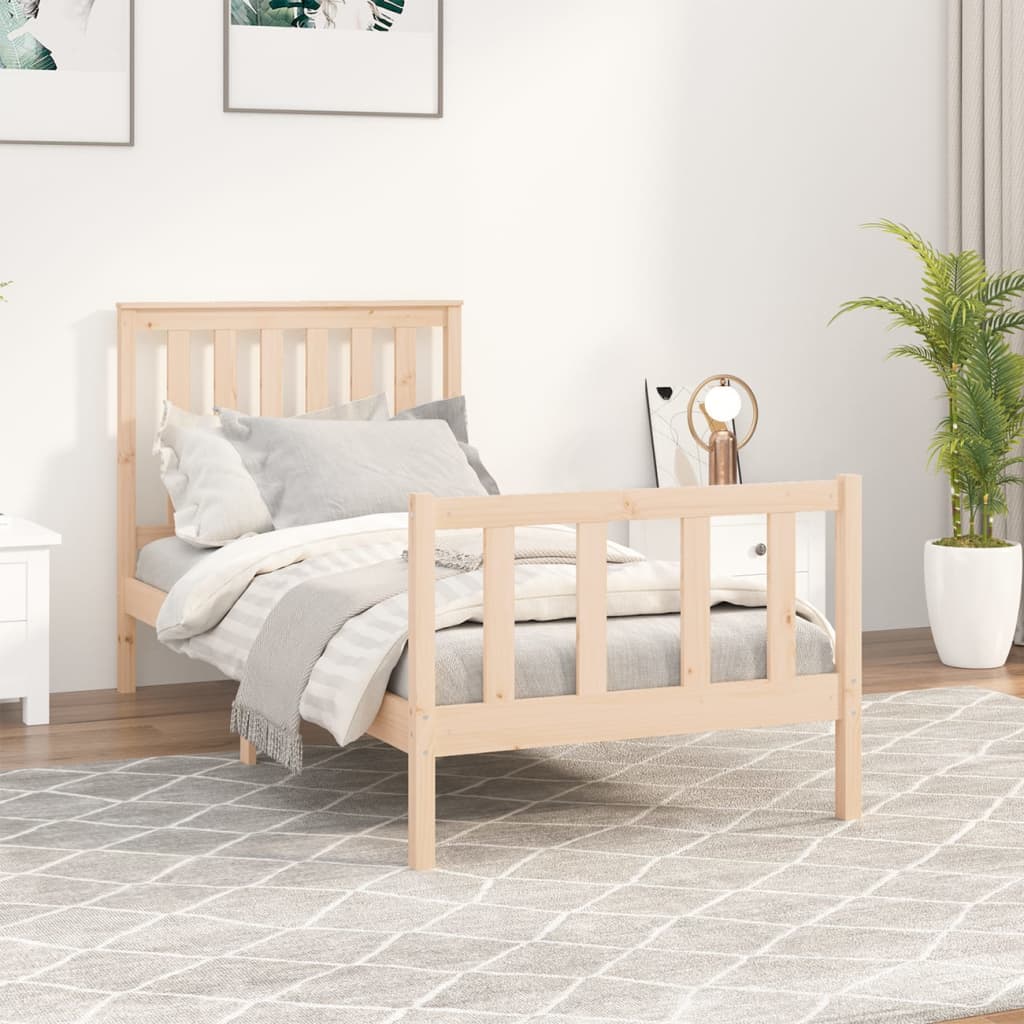 Bed frame without mattress 100x200 cm solid pine wood