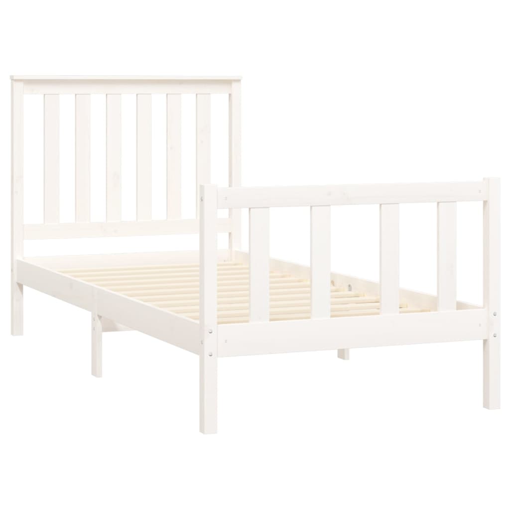 Cadre de lit sans matelas blanc 100x200 cm bois de pin massif