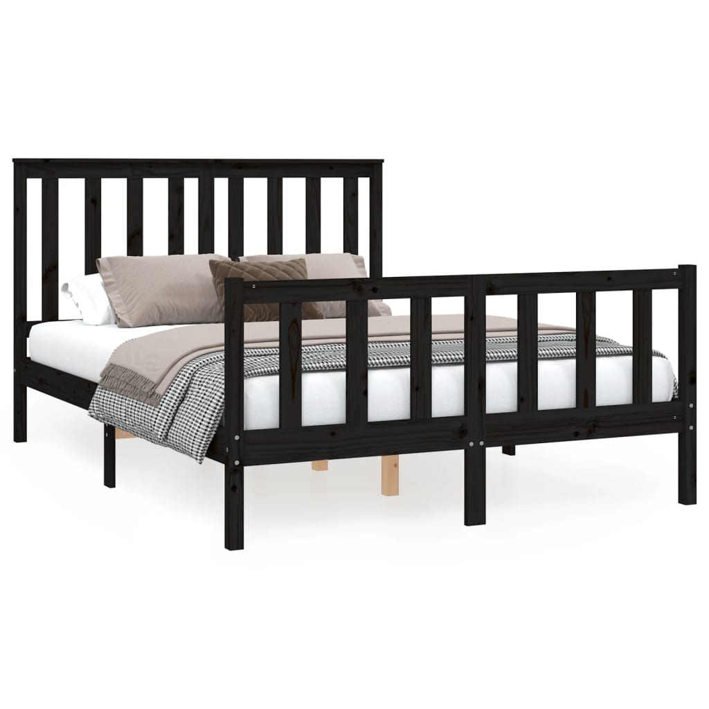 Cadre de lit sans matelas noir 120x200 cm bois de pin massif