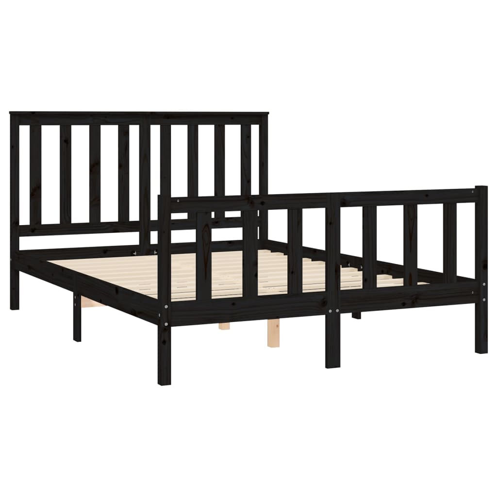 Cadre de lit sans matelas noir 120x200 cm bois de pin massif