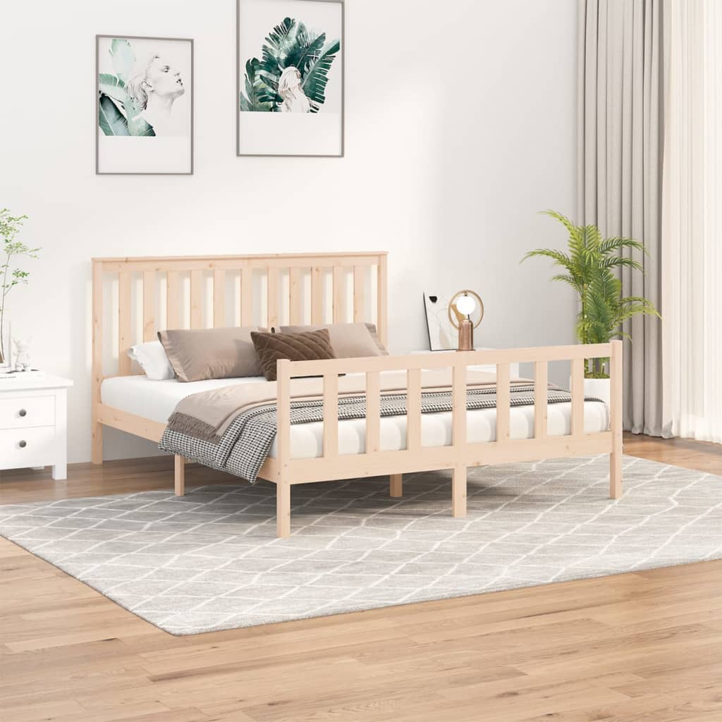 Cadre de lit sans matelas 150x200 cm bois massif de pin