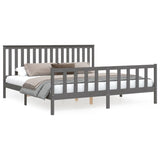 Bed frame without mattress gray 200x200 cm solid pine wood