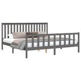 Bed frame without mattress gray 200x200 cm solid pine wood