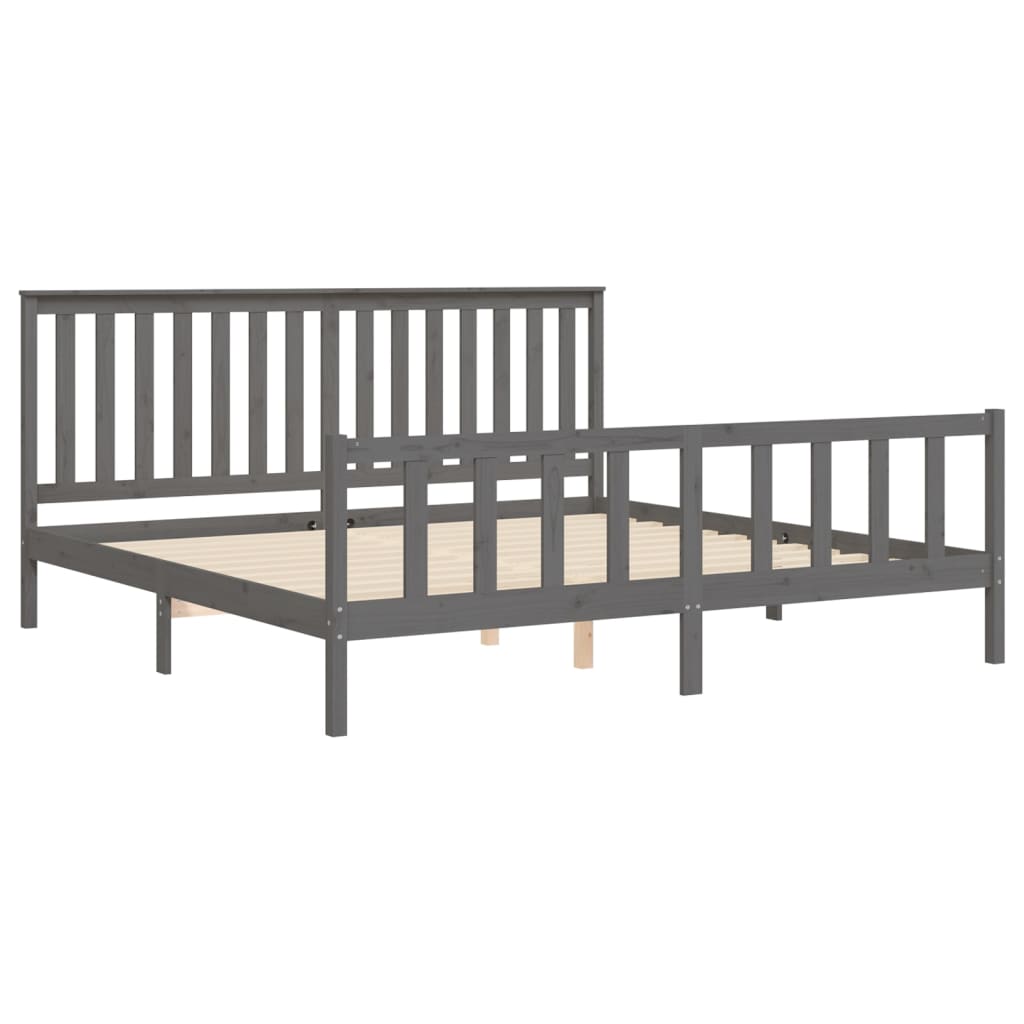 Bed frame without mattress gray 200x200 cm solid pine wood