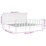 Bed frame without mattress gray 200x200 cm solid pine wood