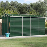 Green garden shed 191x385x198 cm galvanized steel