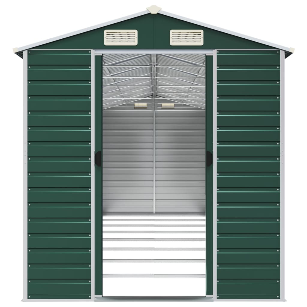 Green garden shed 191x725x198 cm galvanized steel