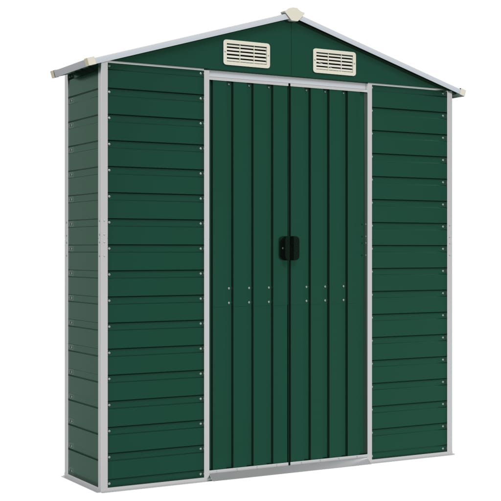 Green garden shed 191x725x198 cm galvanized steel