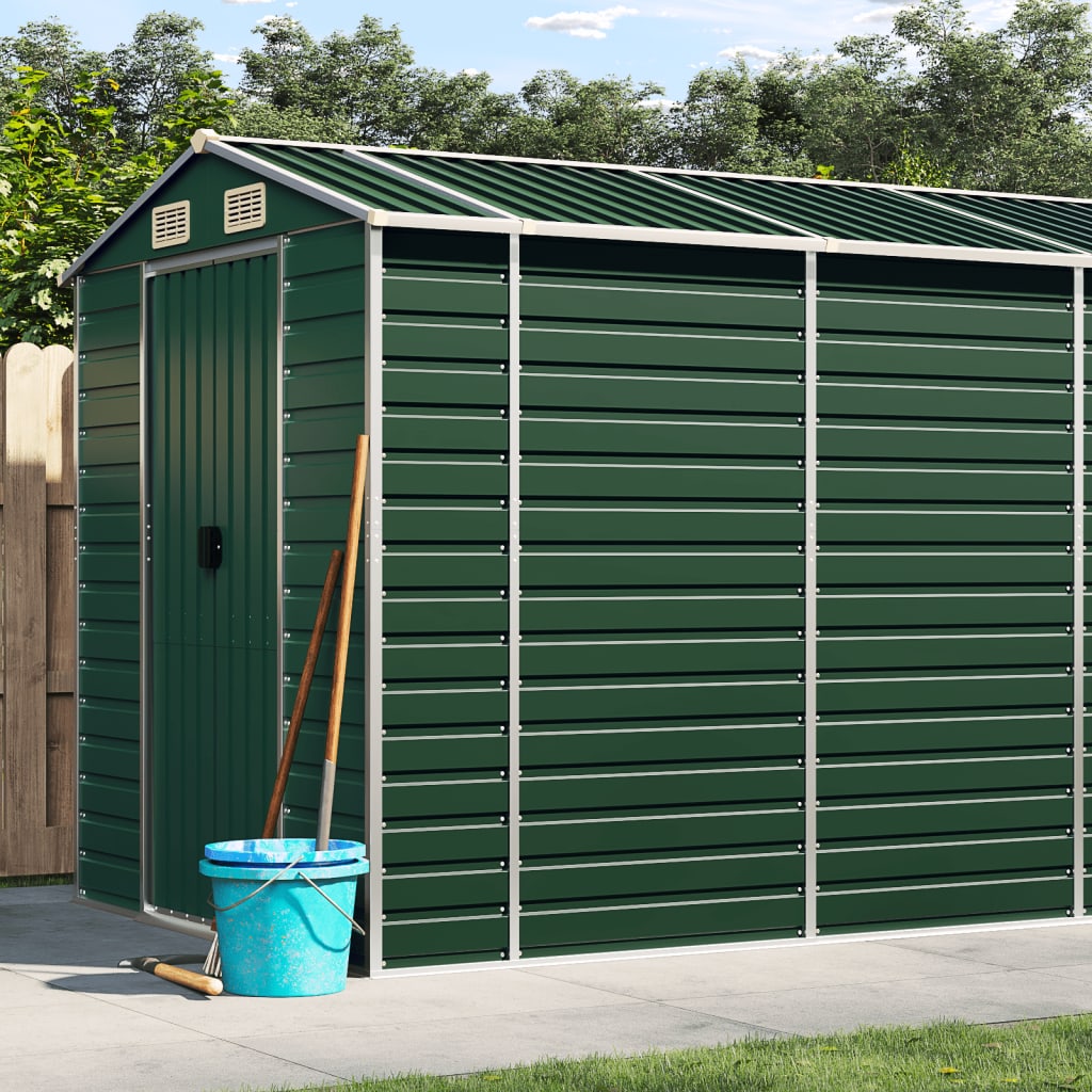 Green garden shed 191x725x198 cm galvanized steel