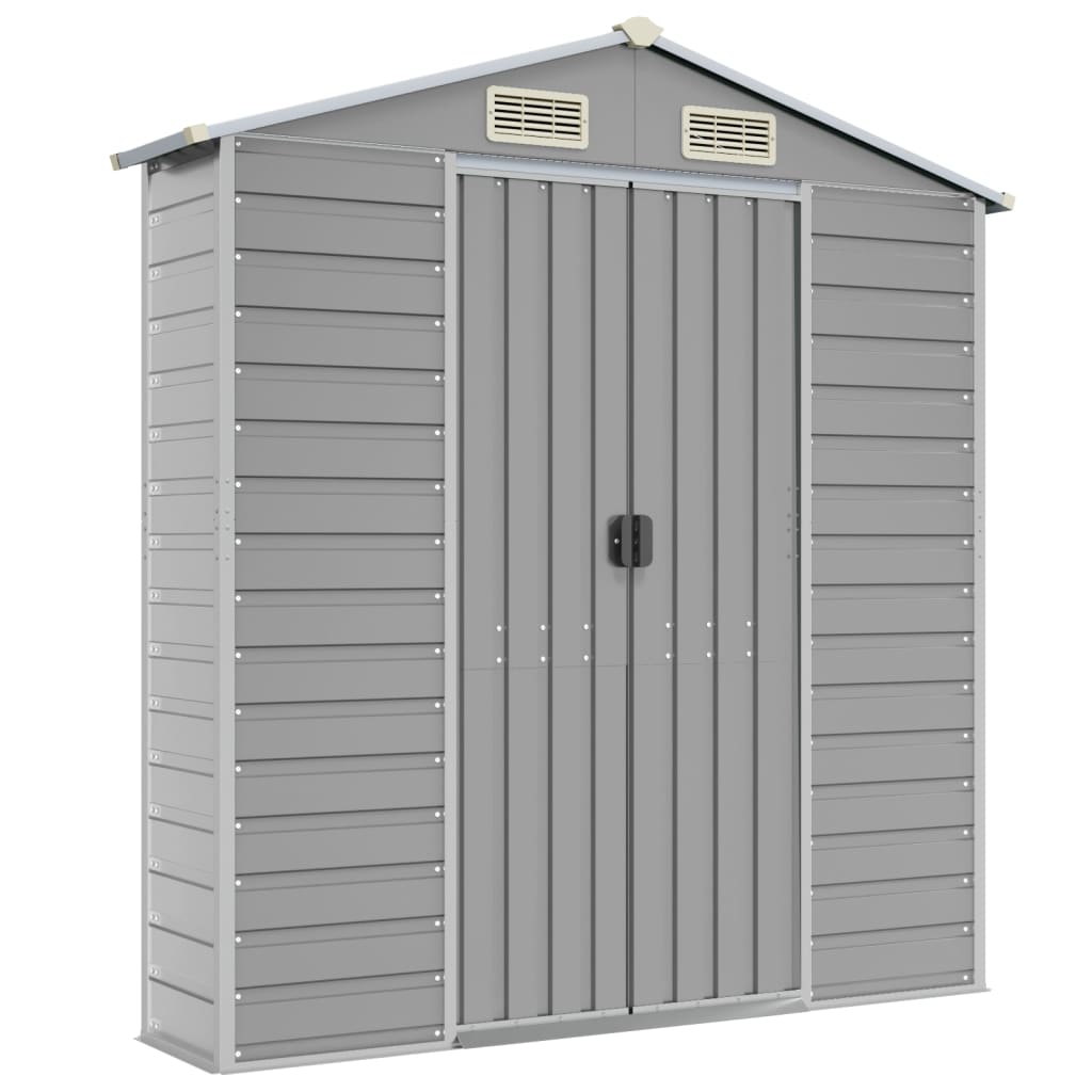 Light grey garden shed 191x810x198 cm galvanized steel