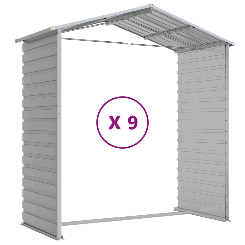 Light grey garden shed 191x810x198 cm galvanized steel