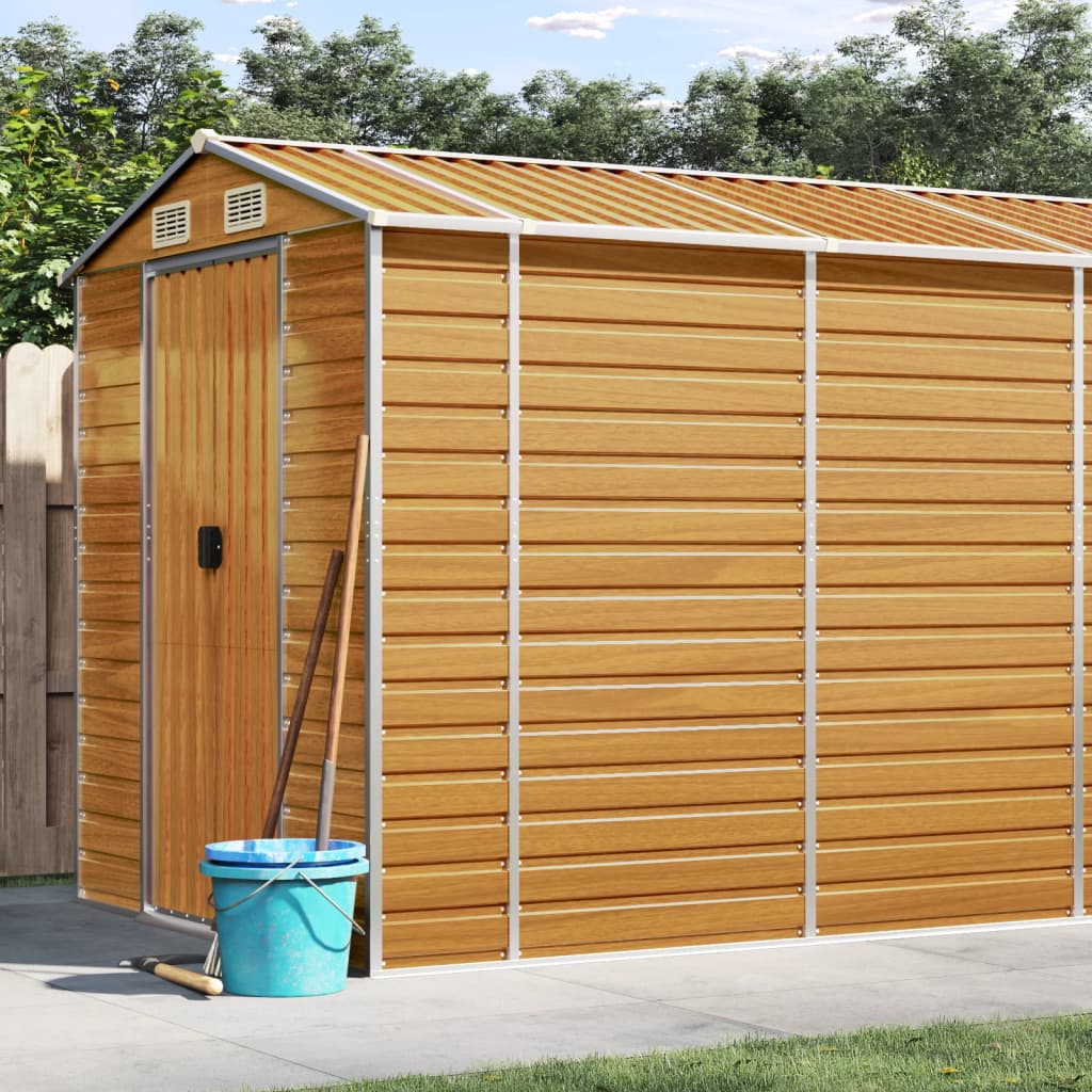 Light brown garden shed 191x810x198 cm galvanized steel