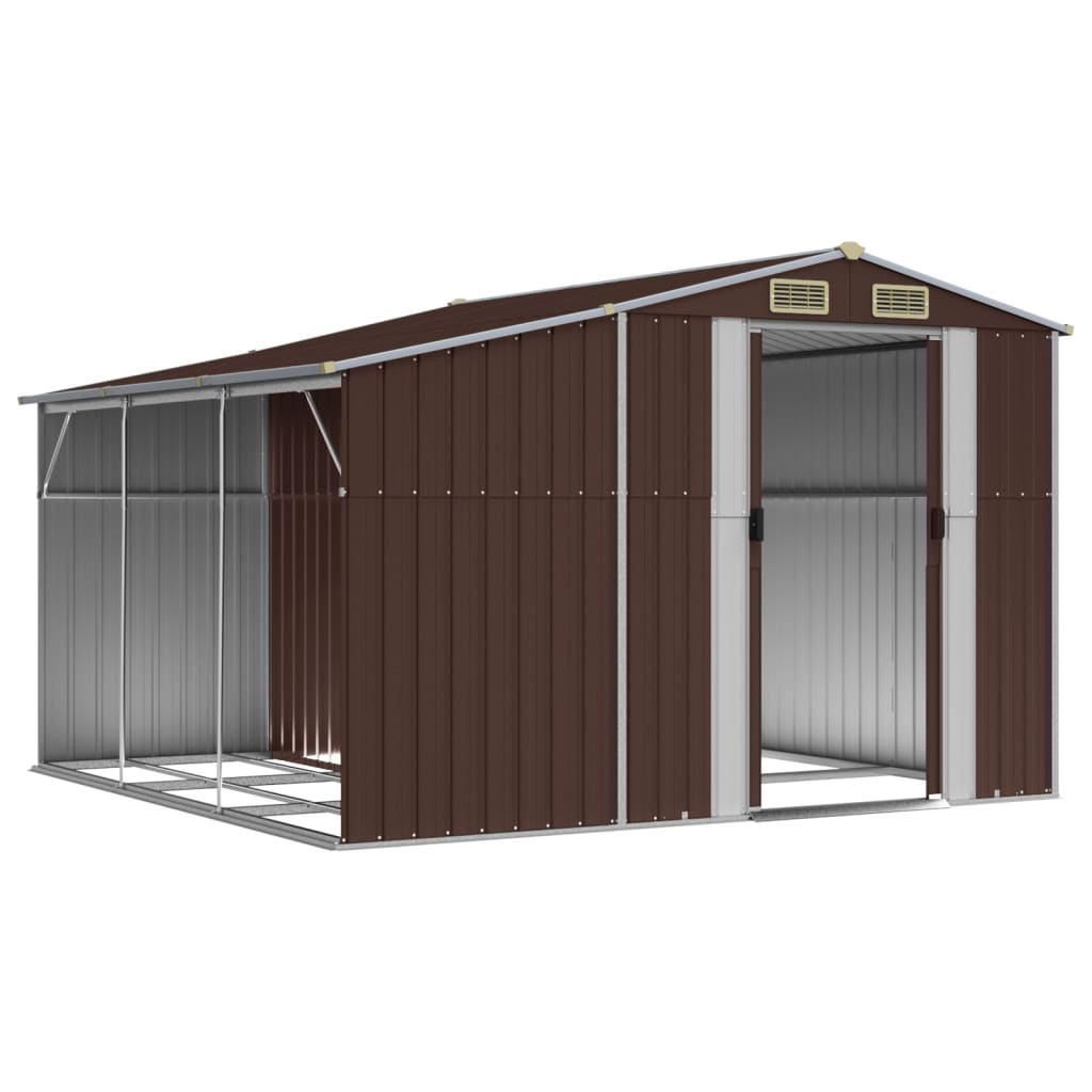 Brown garden shed 277x279x179 cm galvanized steel