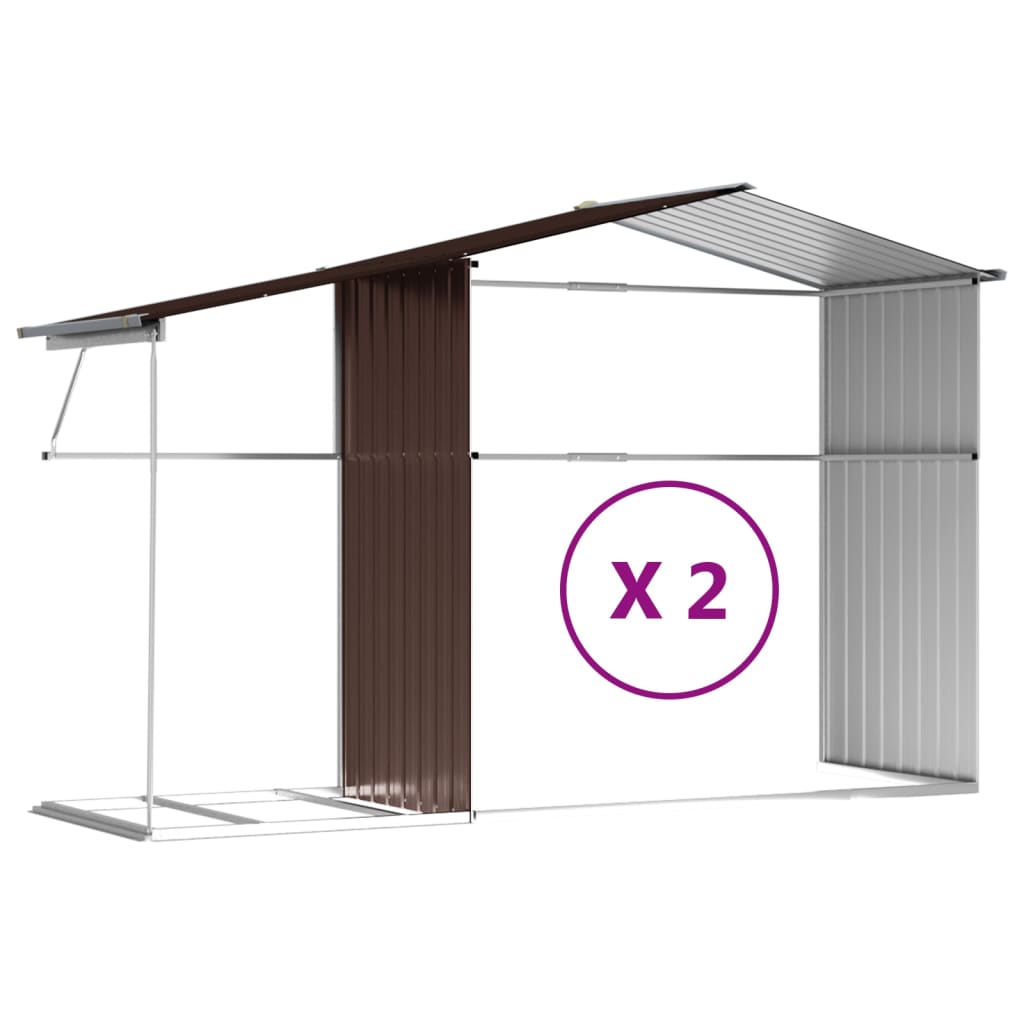 Brown garden shed 277x279x179 cm galvanized steel