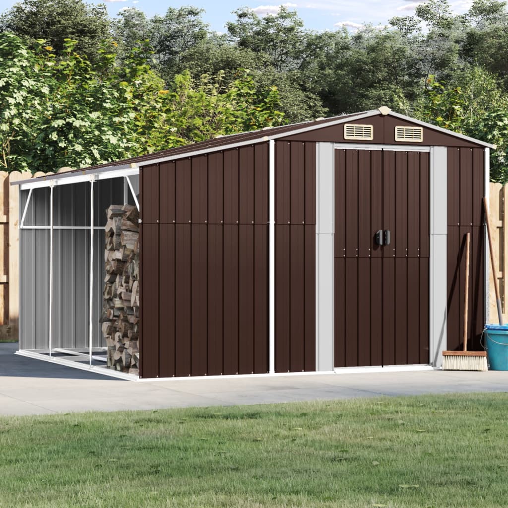 Brown garden shed 277x279x179 cm galvanized steel