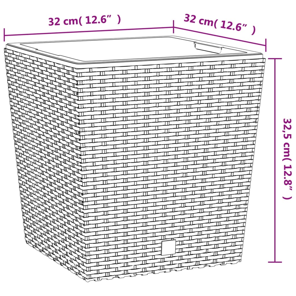 White removable planter and interior 21/32 L PP rattan