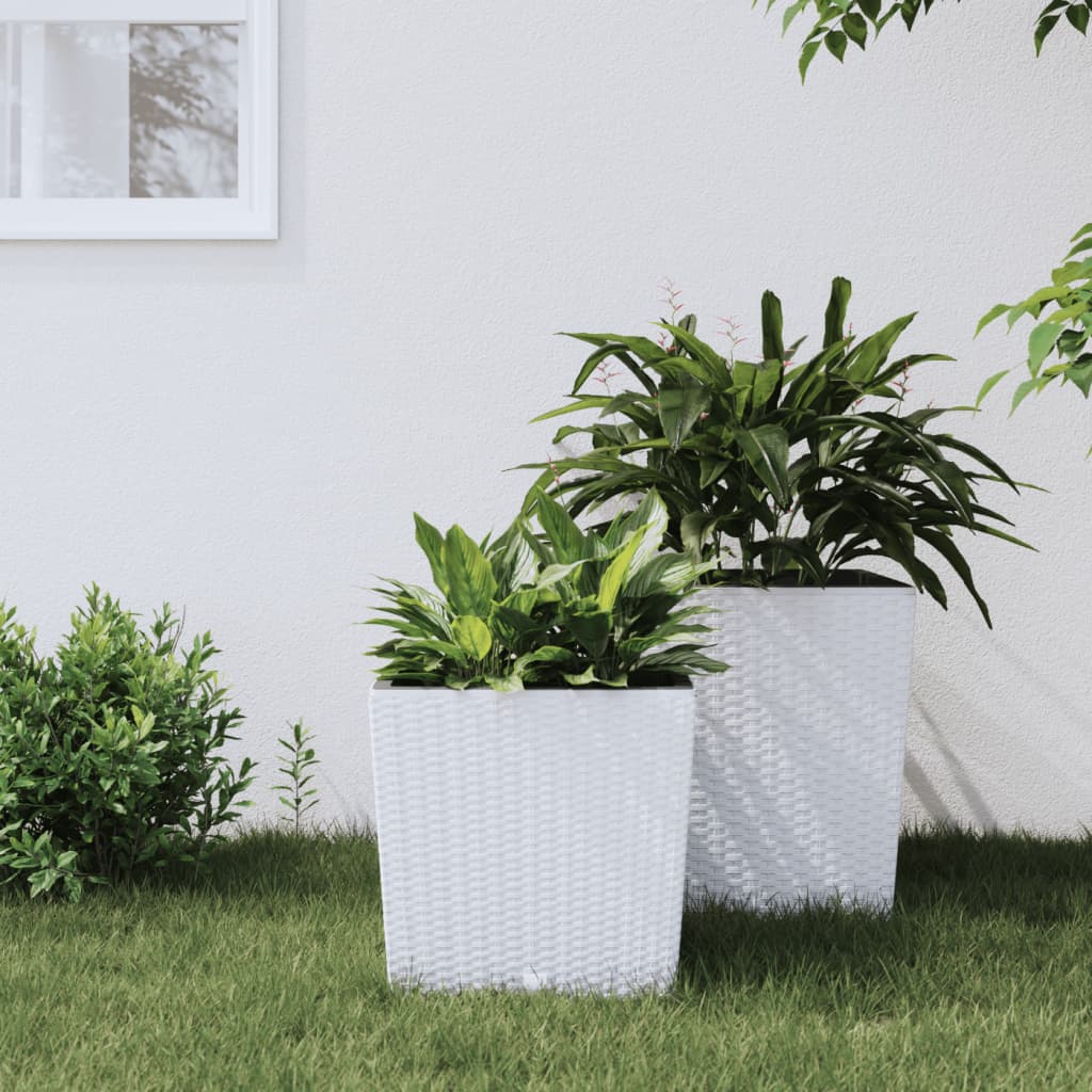 White removable planter and interior 21/32 L PP rattan