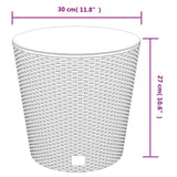 White removable planter and interior 15/15.3 L PP rattan