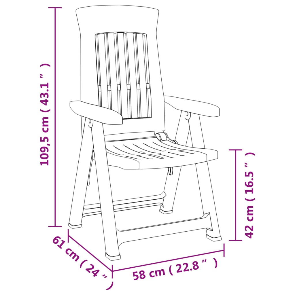 Chaises inclinables de jardin lot de 2 blanc PP