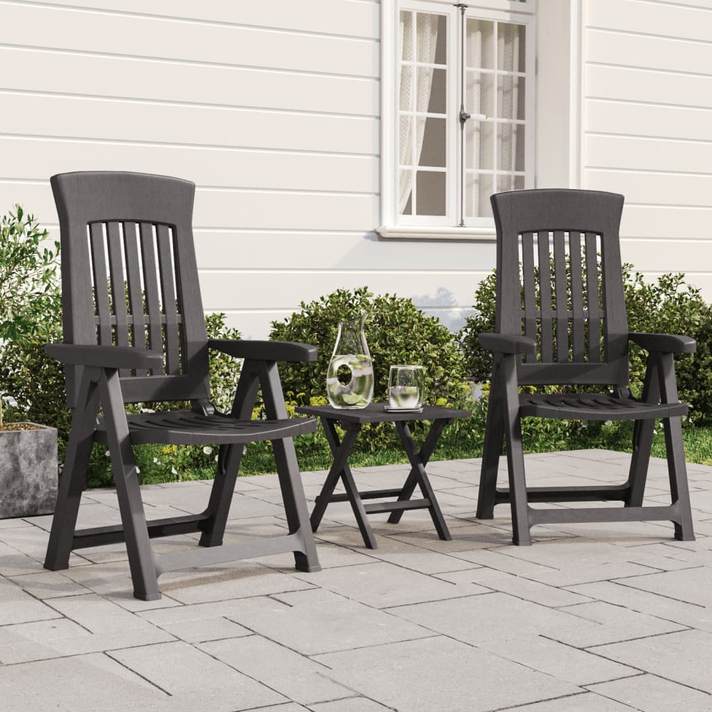 Chaises inclinables de jardin lot de 2 anthracite PP