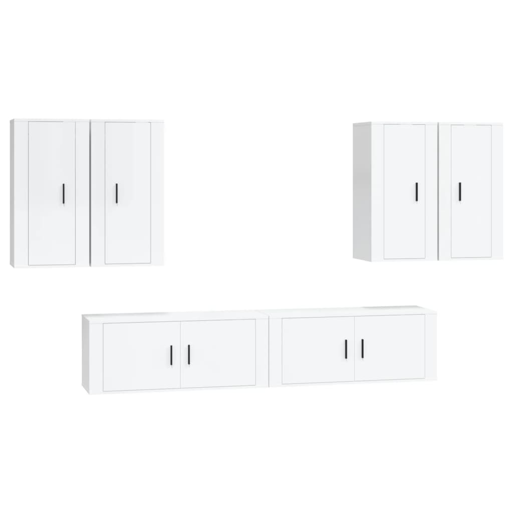 Ensemble de meubles TV 6 pcs Blanc brillant Bois d'ingénierie