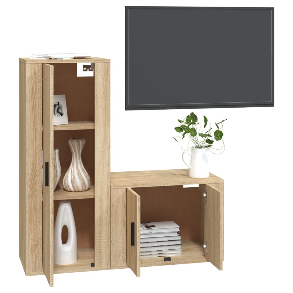 Ensemble de meubles TV 2 pcs chêne sonoma bois d'ingénierie