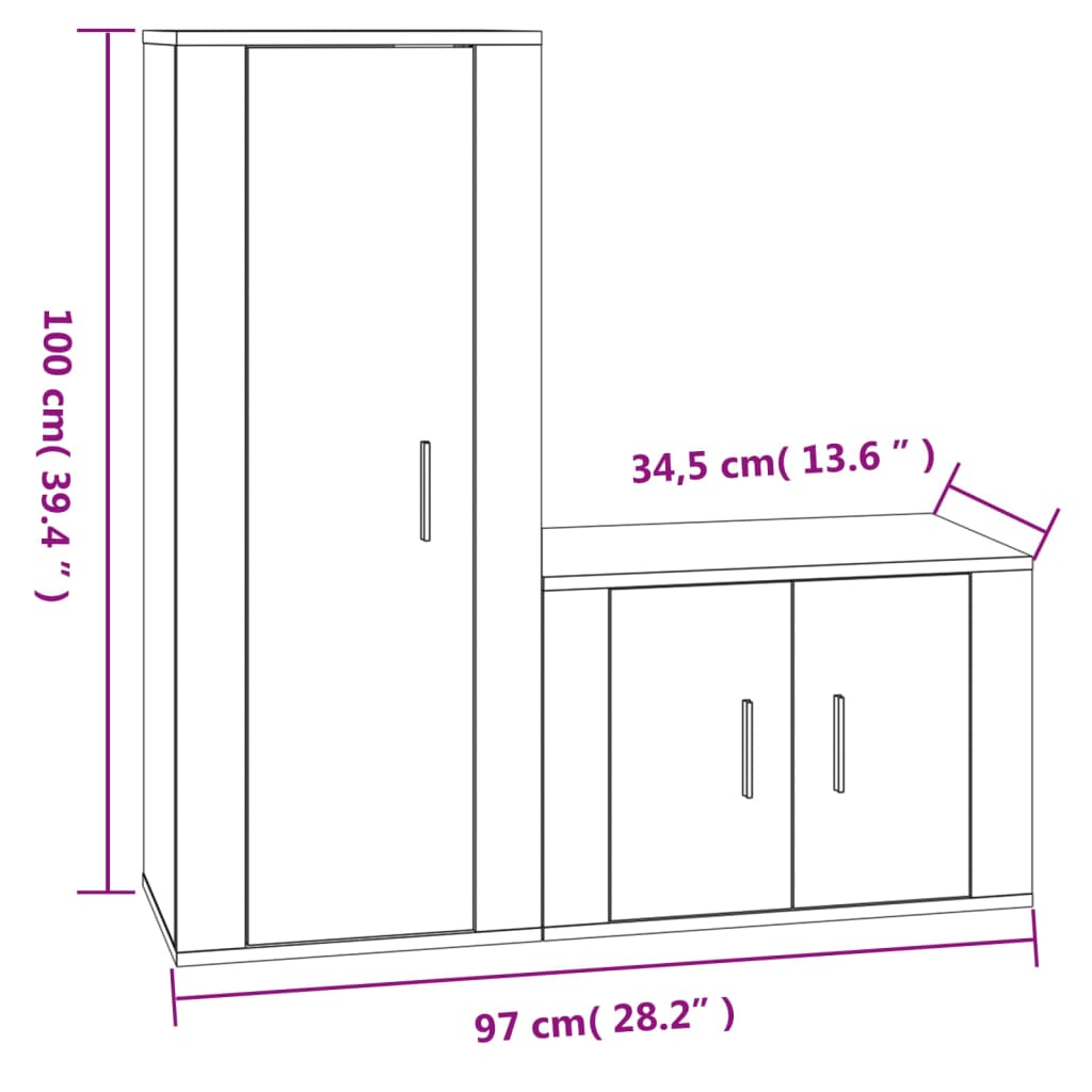 Ensemble de meubles TV 2 pcs chêne sonoma bois d'ingénierie