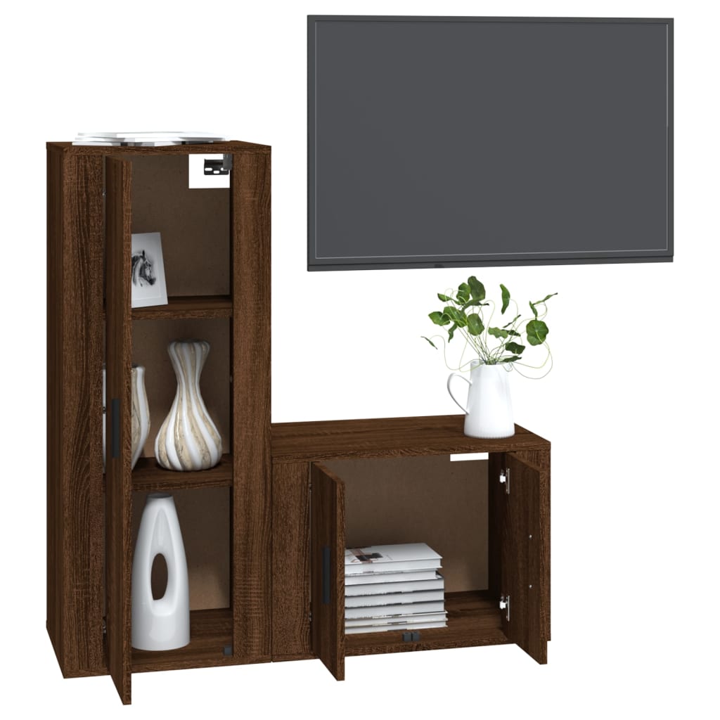 Ensemble de meubles TV 2 pcs Chêne marron Bois d'ingénierie