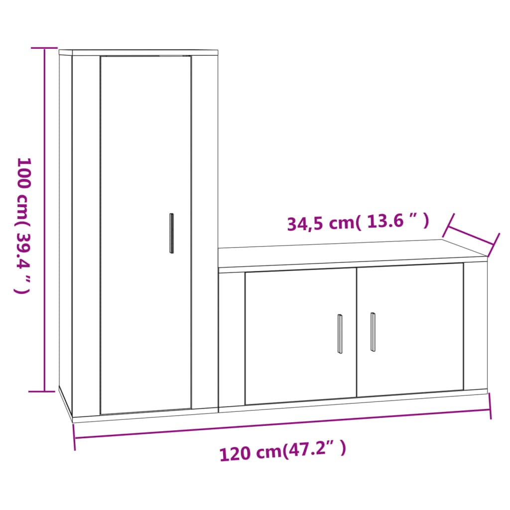 Ensemble de meubles TV 2 pcs Chêne fumé Bois d'ingénierie