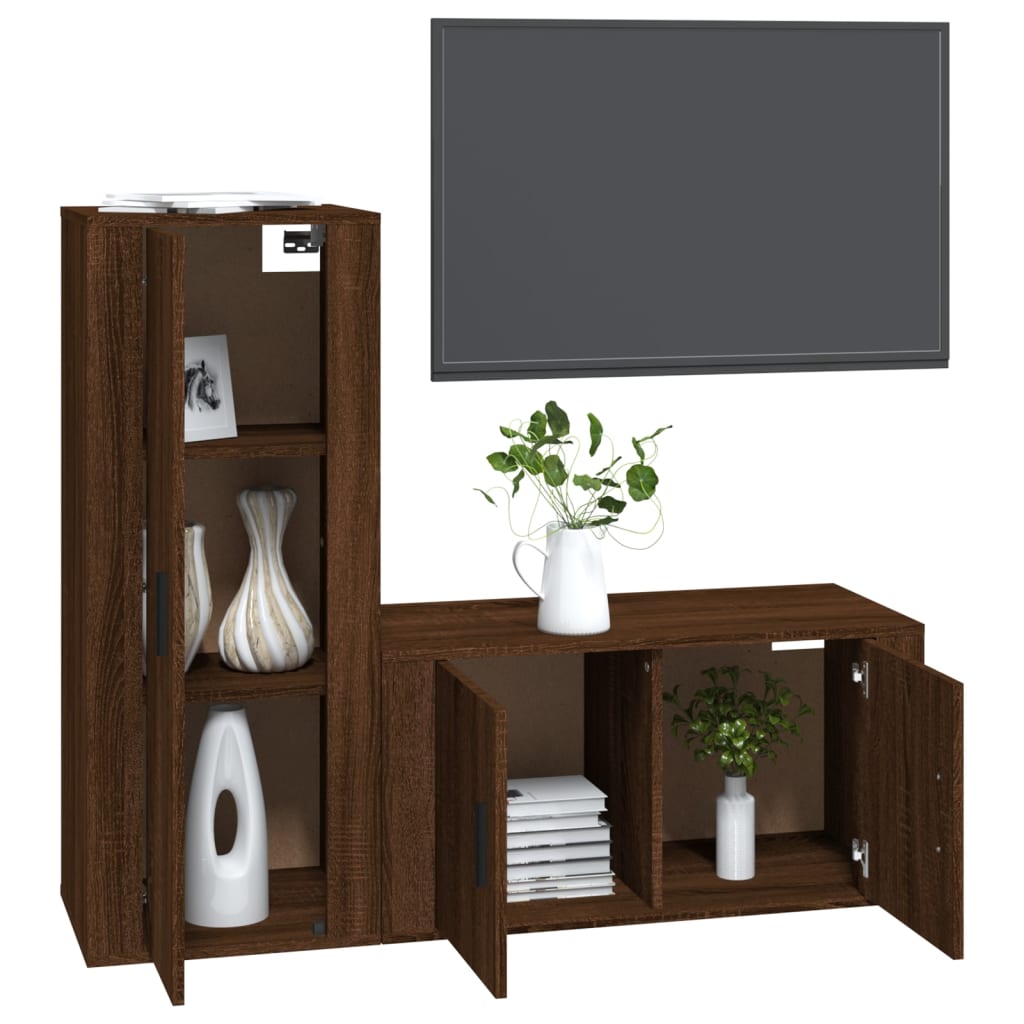 Ensemble de meubles TV 2 pcs Chêne marron Bois d'ingénierie