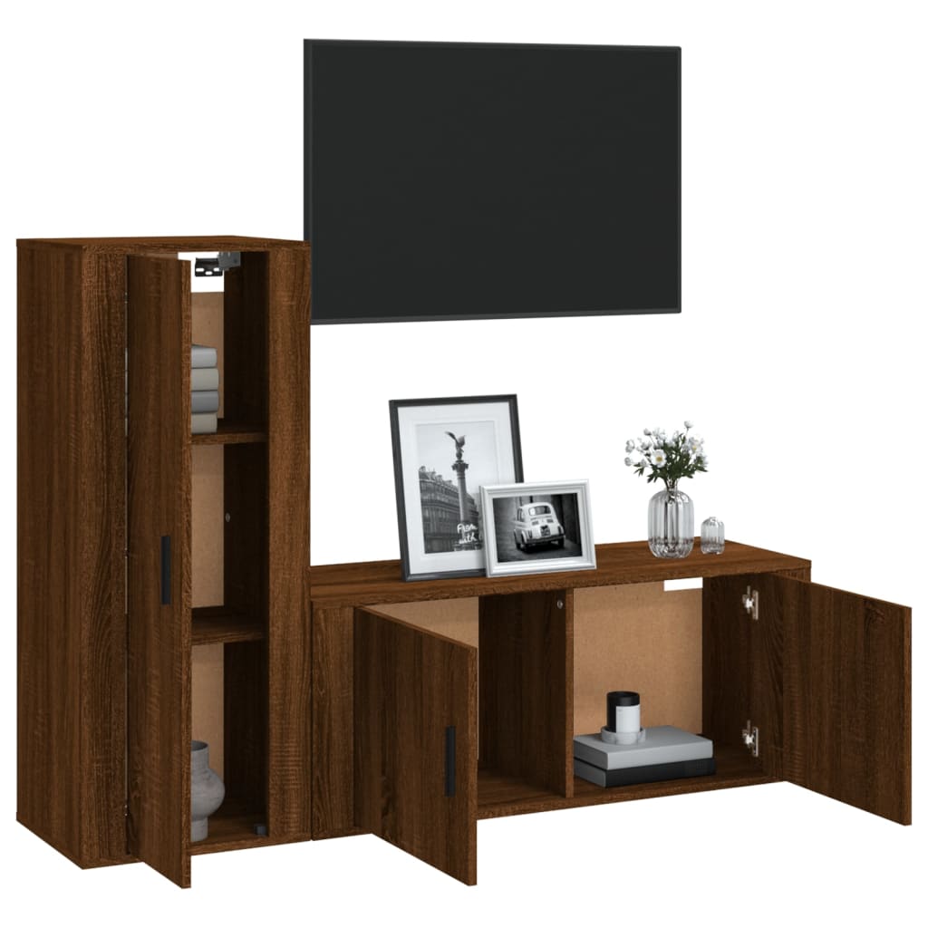 Ensemble de meubles TV 2 pcs Chêne marron Bois d'ingénierie