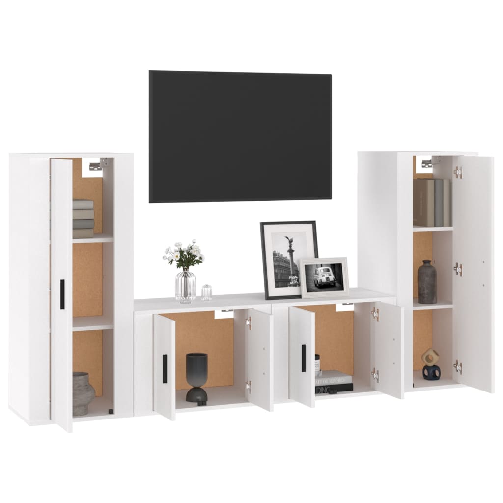 Ensemble de meubles TV 4 pcs Blanc brillant Bois d'ingénierie