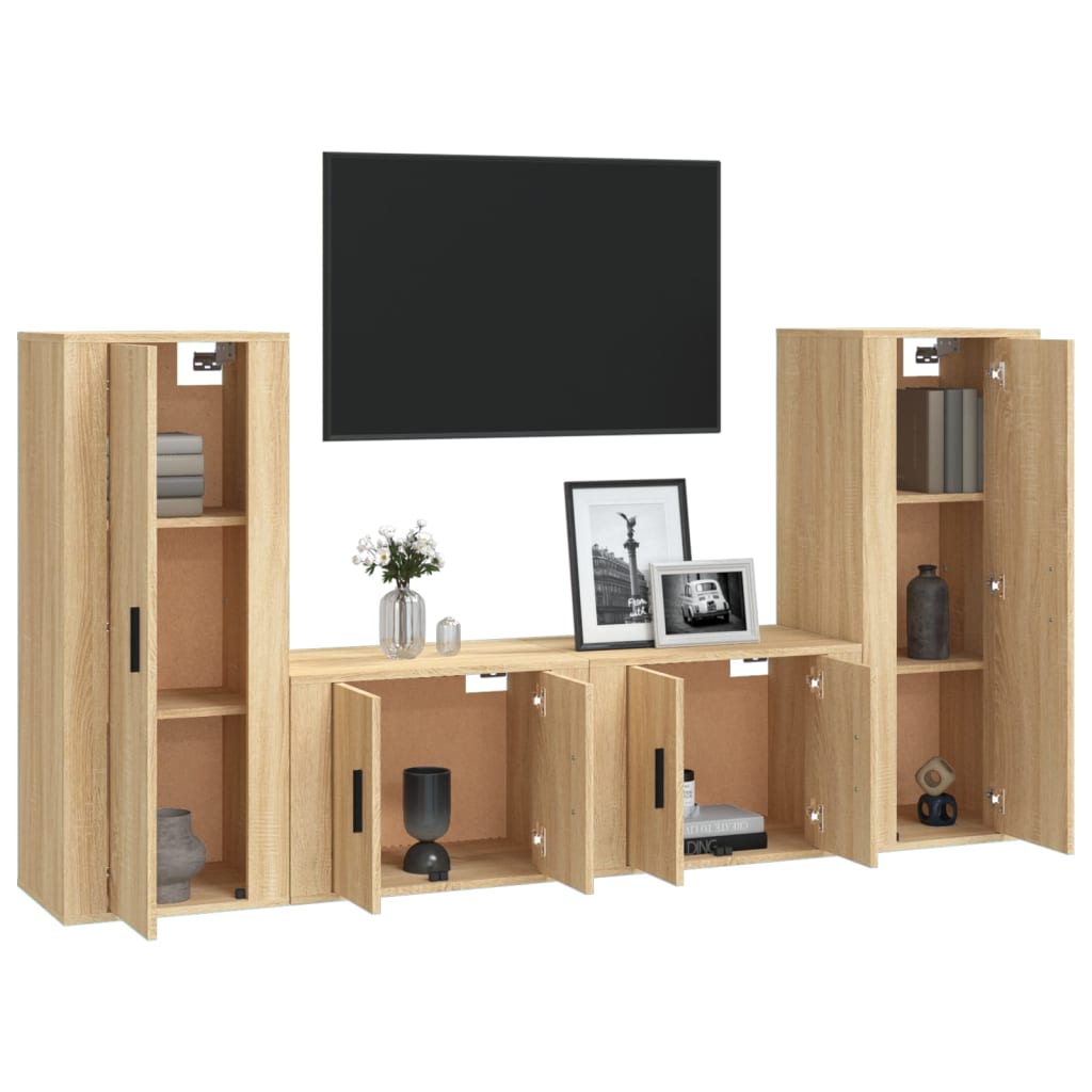 Ensemble de meubles TV 4 pcs Chêne sonoma Bois d'ingénierie