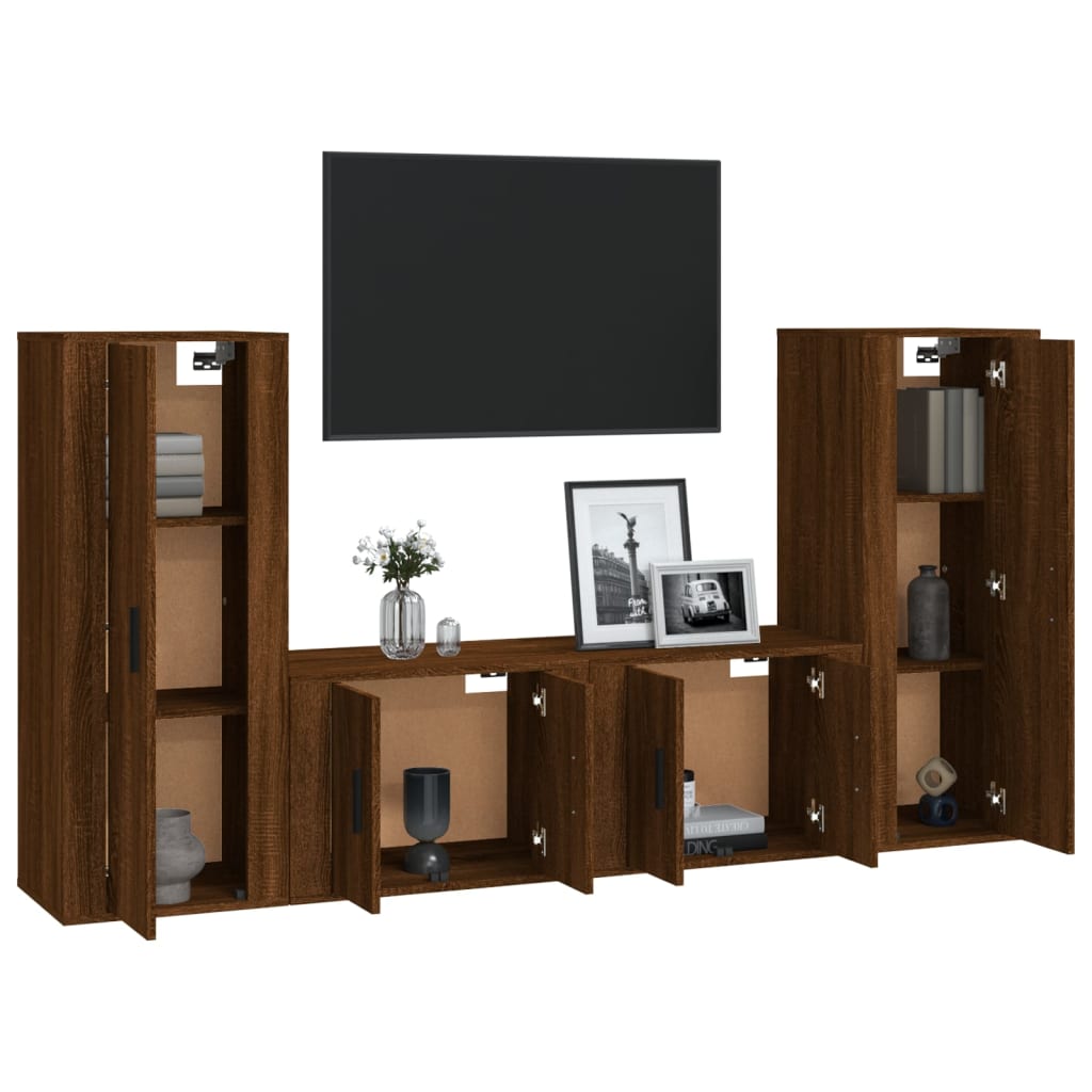 Ensemble de meubles TV 4 pcs Chêne marron Bois d'ingénierie