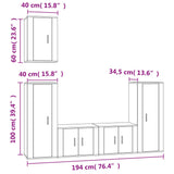 Ensemble de meubles TV 5 pcs Noir Bois d'ingénierie