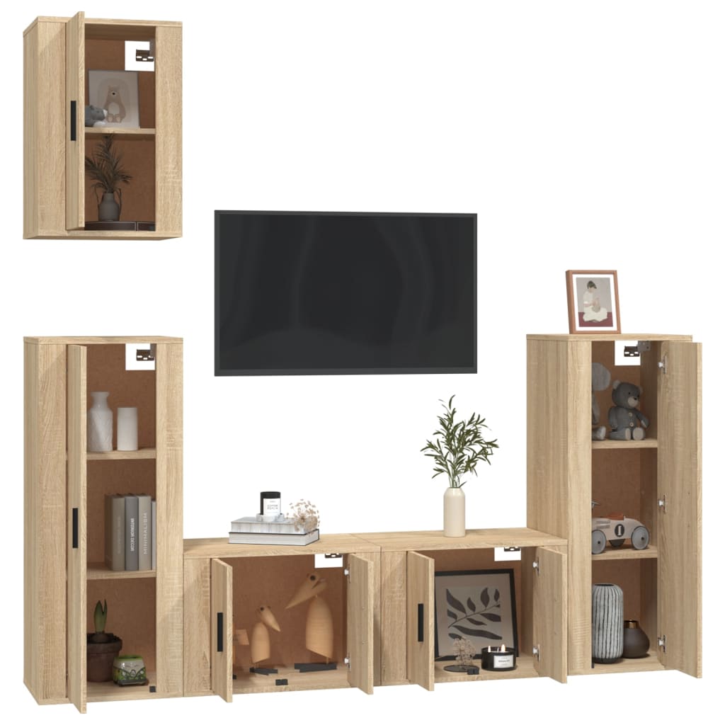 Ensemble de meubles TV 5 pcs Chêne sonoma Bois d'ingénierie