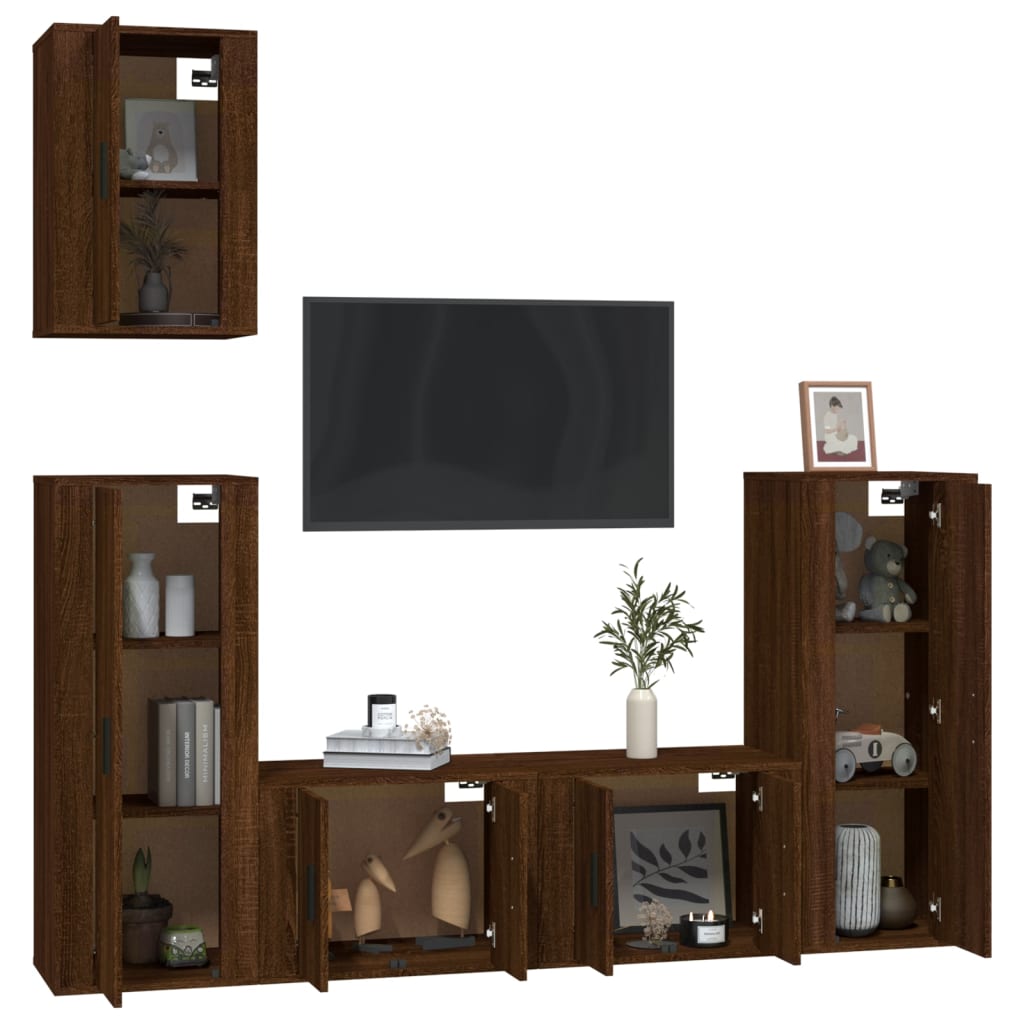 Ensemble de meubles TV 5 pcs Chêne marron Bois d'ingénierie