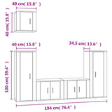 Ensemble de meubles TV 5 pcs Noir Bois d'ingénierie