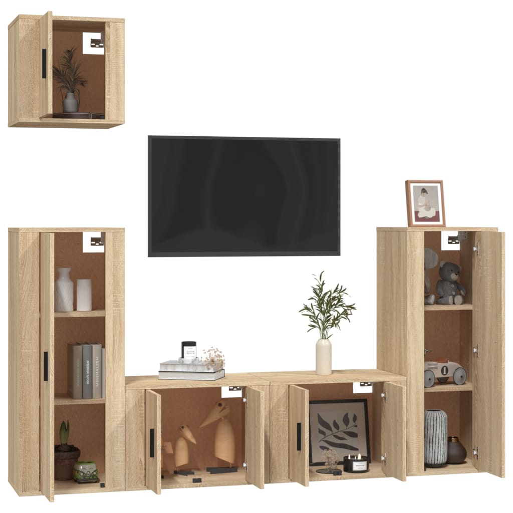 Ensemble de meubles TV 5 pcs Chêne sonoma Bois d'ingénierie