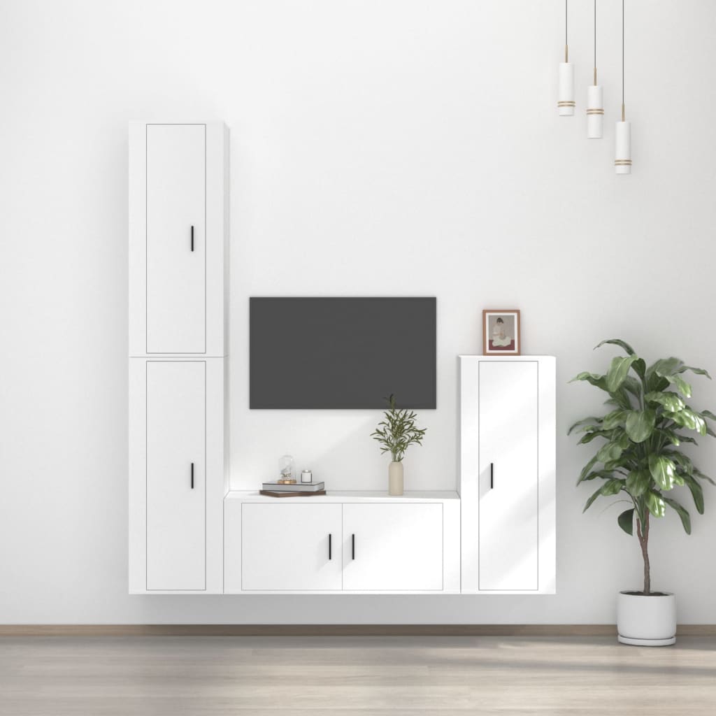 Ensemble de meubles TV 4 pcs Blanc Bois d'ingénierie