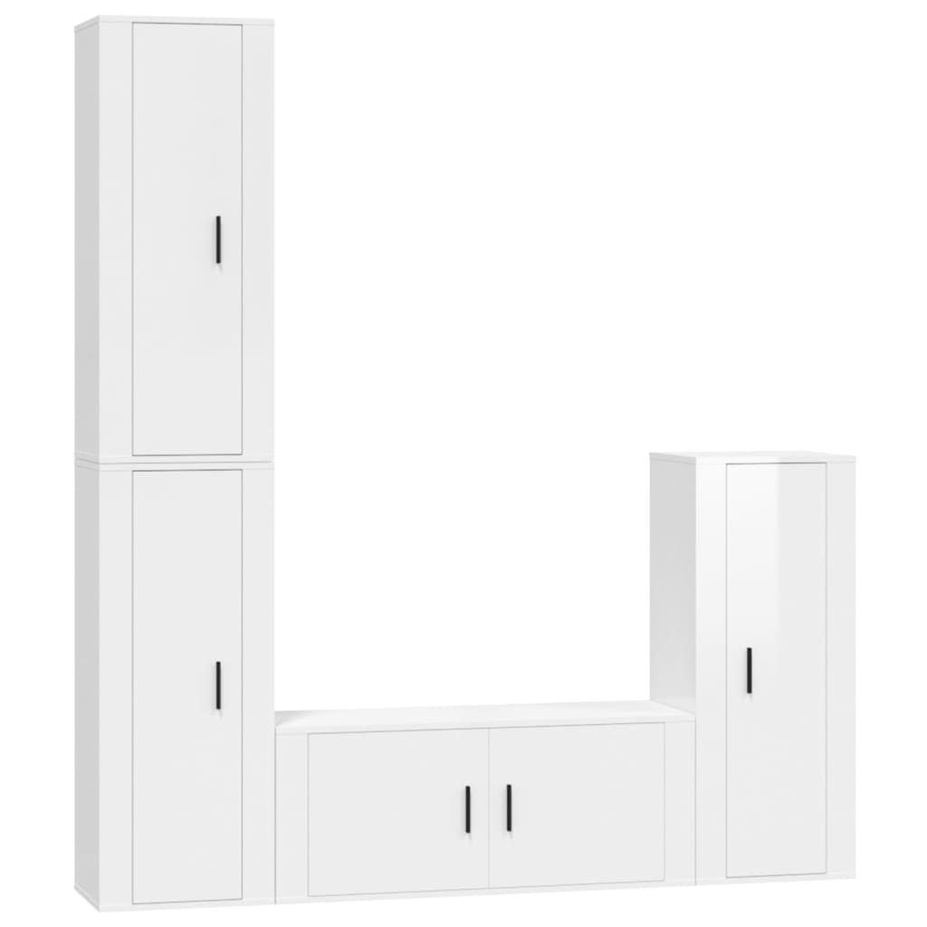 Ensemble de meubles TV 4 pcs Blanc brillant Bois d'ingénierie