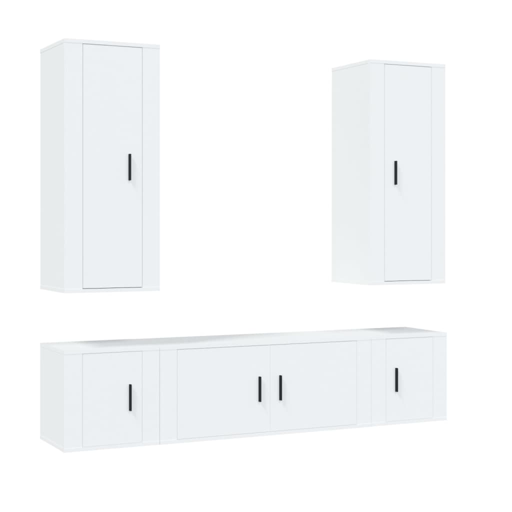 Ensemble de meubles TV 5 pcs Blanc Bois d'ingénierie