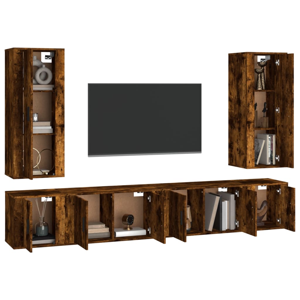 Ensemble de meubles TV 6 pcs Chêne fumé Bois d'ingénierie