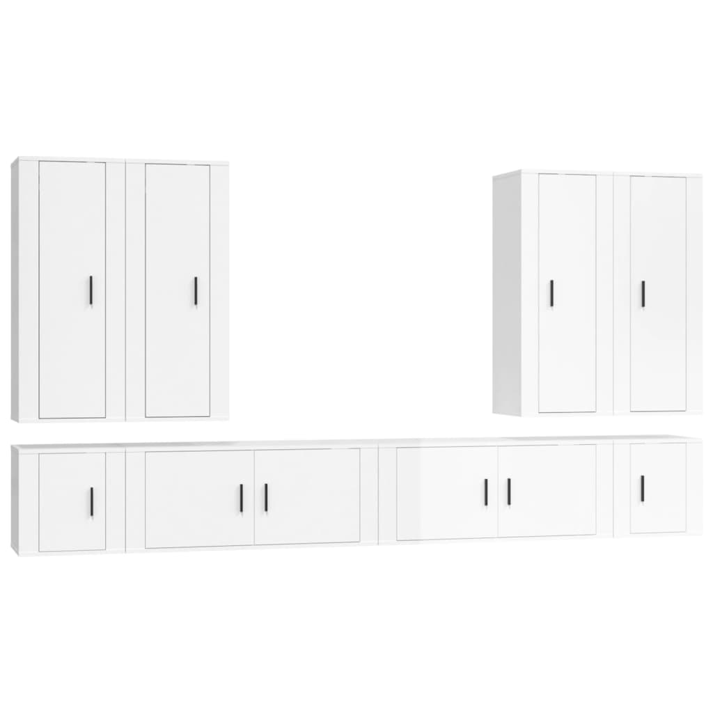 Ensemble de meubles TV 8 pcs Blanc brillant Bois d'ingénierie