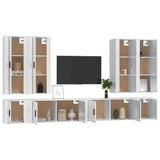 8 pcs TV Stand Set Glossy White Engineered Wood