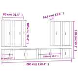 8 pcs TV Stand Set Glossy White Engineered Wood