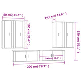 Ensemble de meubles TV 6 pcs Blanc brillant Bois d'ingénierie