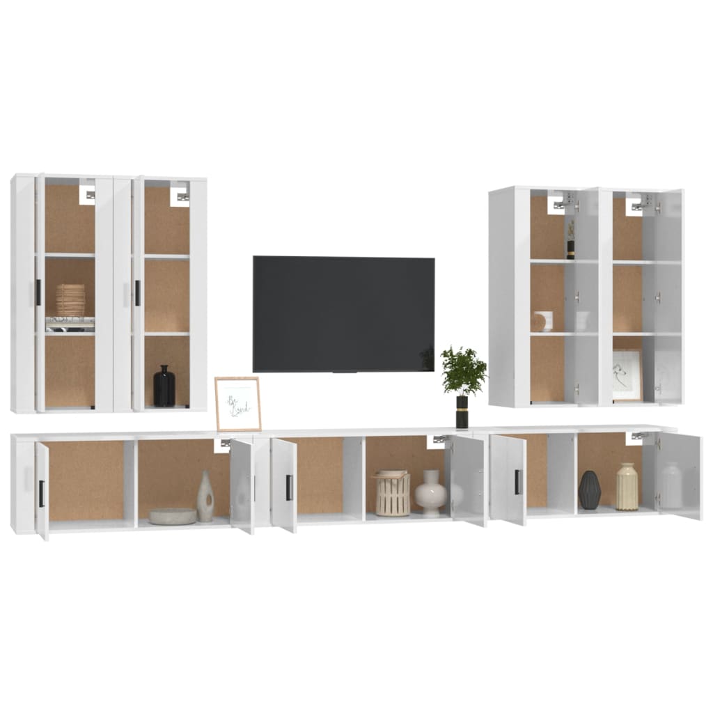 Ensemble de meubles TV 7 pcs Blanc brillant Bois d'ingénierie